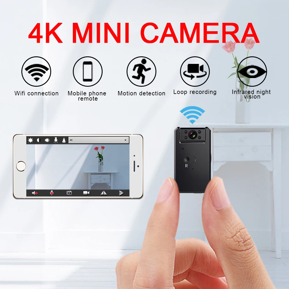 Мини-камера WiFi смарт-видеокамера IR Smart 4K 1080P HD ночного видения Micro Cam Обнаружение