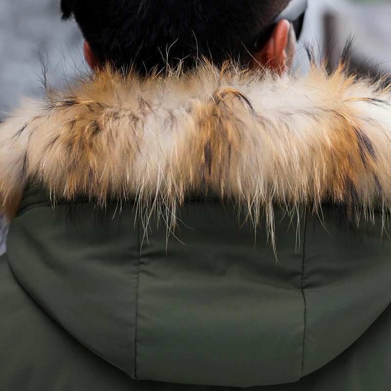 

Winter New 2020 Men Fur Collar Hooded Down Jacket Fashion Casual Thick Warm White Duck Down Coat Brand Clothes Black Green