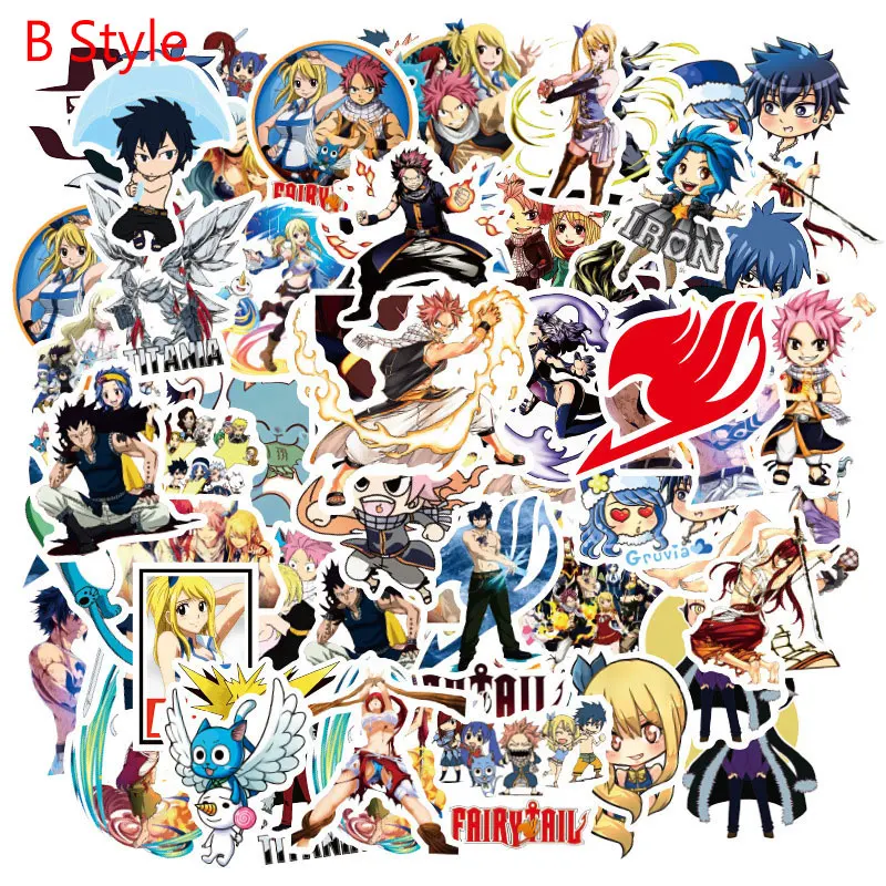 Caja de regalo DIY para casco de coche y refrigerador, pegatinas japonesas de Anime de FAIRY TAIL para bicicleta, guitarra, cuaderno, maletero de Skate, 10/30/50 unids/paquete-0
