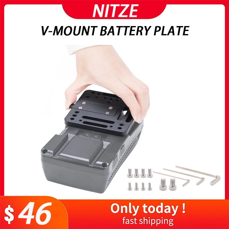

NITZE V-MOUNT BATTERY PLATE - N21 with 1/4"-20 threaded holes to mounting