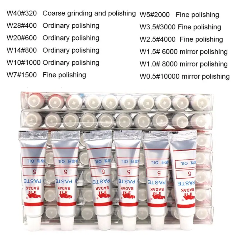 

2021 New 12pcs Diamond Polishing Lapping Paste 320-1000 Grit W40-W0.5 Metal Glass Jewerly Grinding Compound Abrasive Tools