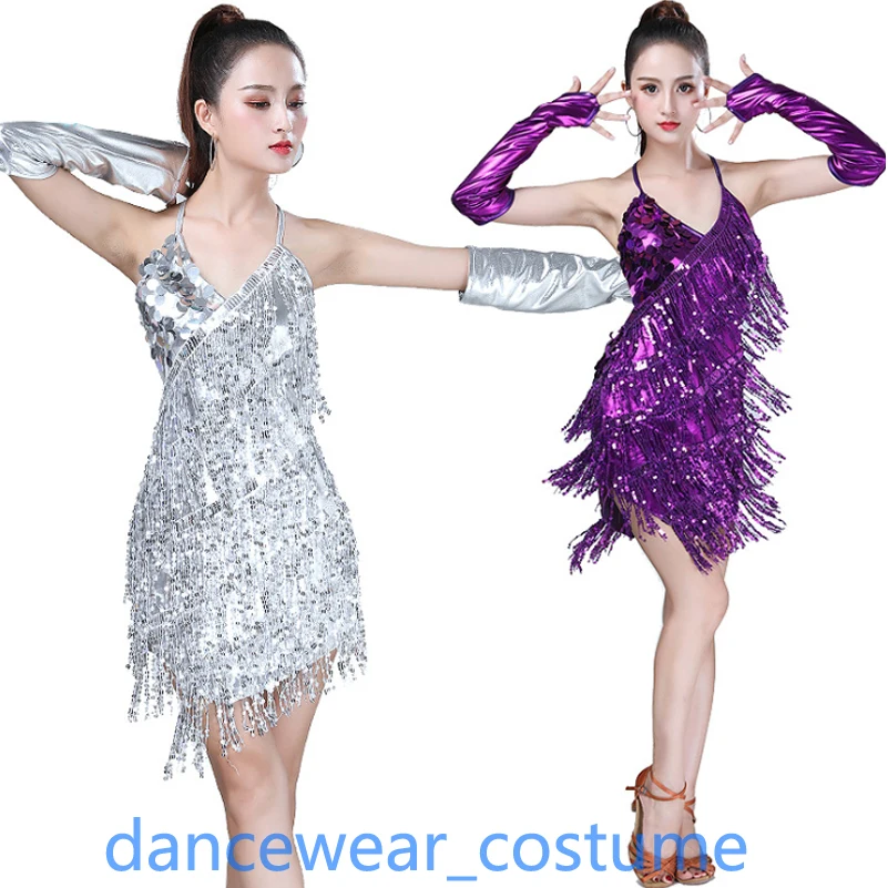 Юбка женская Танцевальная с блестками и бахромой 9 цветов