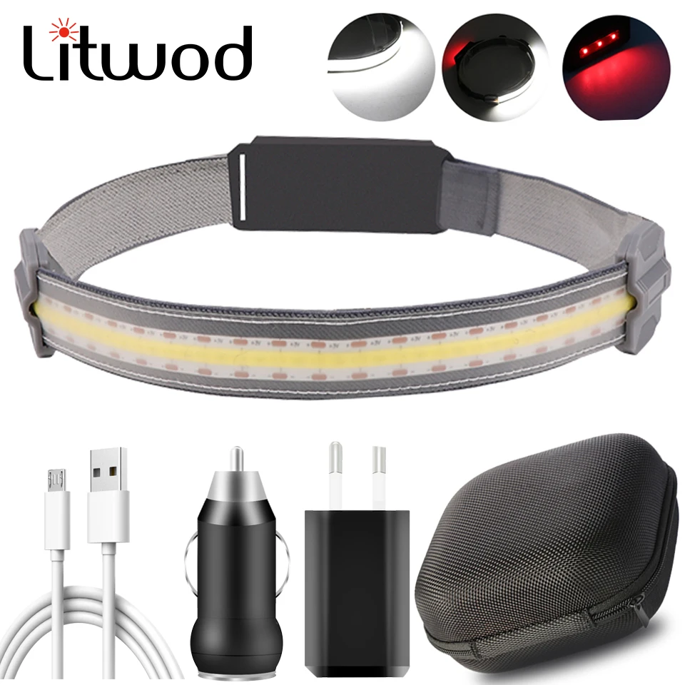 

COB SMD2835 Led Headlamp Built-in Battery Rechargeable Headlight Head Waterproof Lamp White & Red Lighting for Camping Working