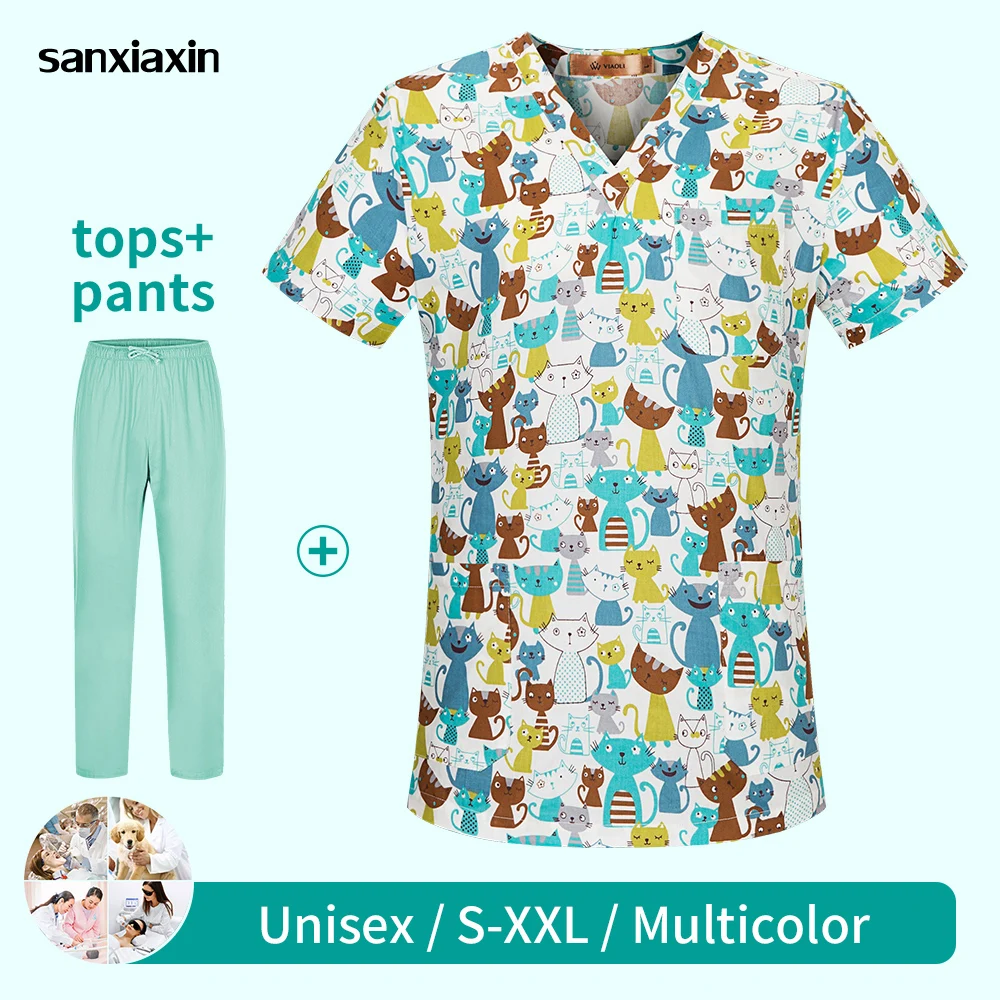 

Medical Uniforms Doctor Costume Pharmacy Work Clothes Dental Clinic Nursing Surgical Tops Animal Printing Hospital Nurse Uniform