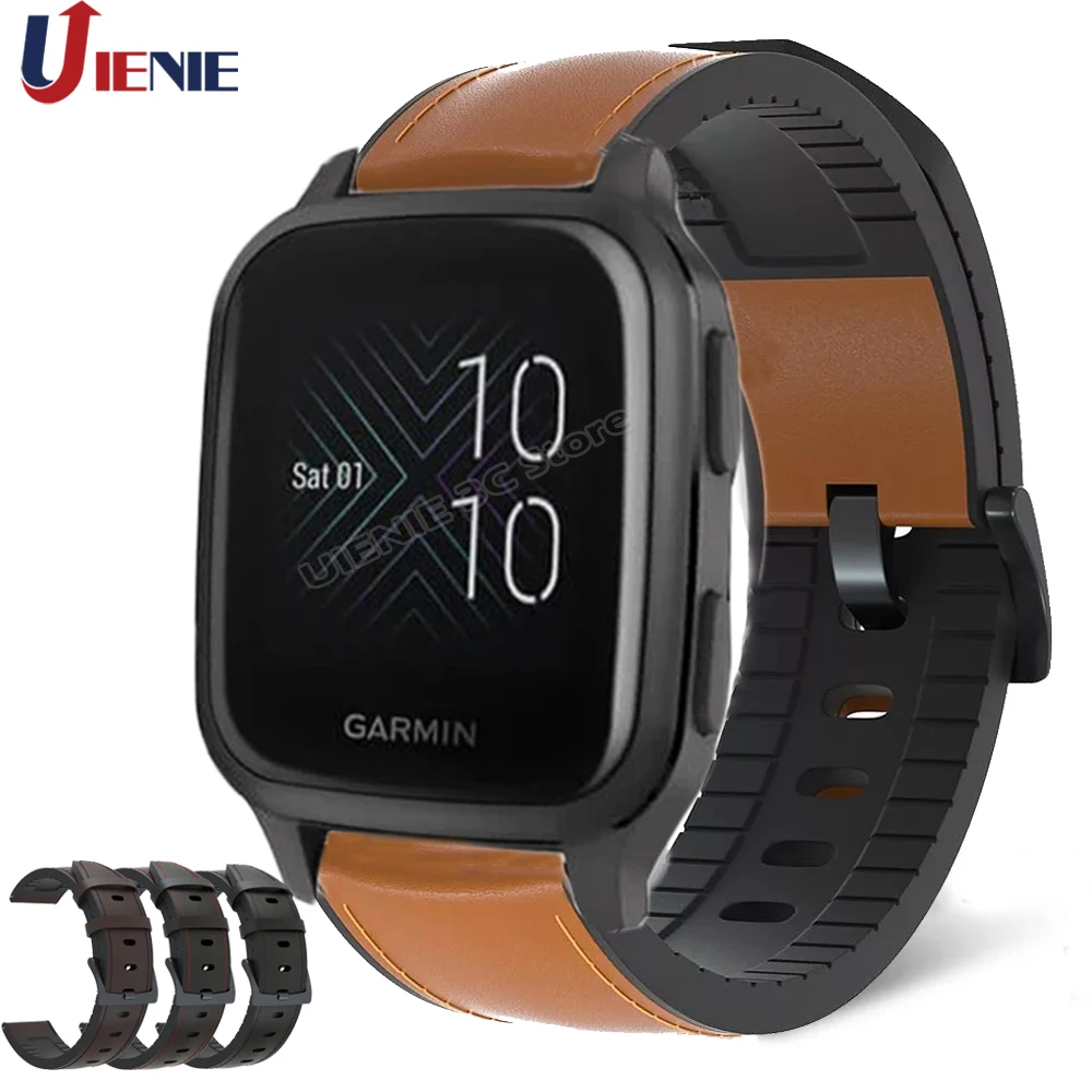 

Sport Strap Watchband for Garmin Venu SQ /SQ Music / Vivoactive 3/ Vivomove HR Bracelet Leather+Silicone Band Replacement Correa
