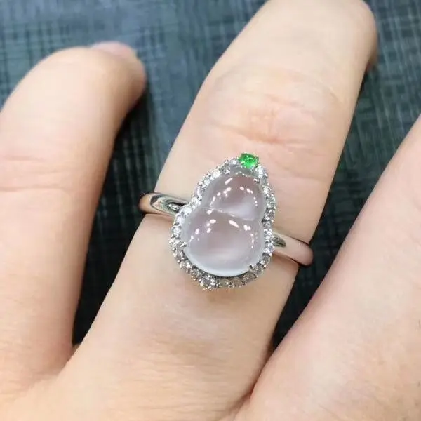 

Original new chalcedony high ice transparent gourd opening adjustable ring retro light luxury charm lady brand silver jewelry