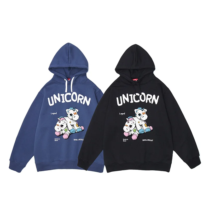 

Autumn Winter Hip Hop Hoodies Men Cartoon Cow Printed Hooded Pullover Harajuku Hoodie Sweatshirt Casual Cotton Streetwear Women