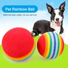 Игрушки для кошек и собак, мяч, жевательная игрушка, мяч для домашних животных, интерактивный Радужный эластичный резиновый смешной мяч для домашних животных, игрушки-антистресс, мяч, аксессуары