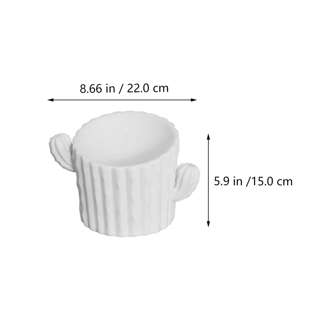 

1Pc Shaped Pet Bowl Cat Dog Food Basin Ceramic Protective Feeder (White)