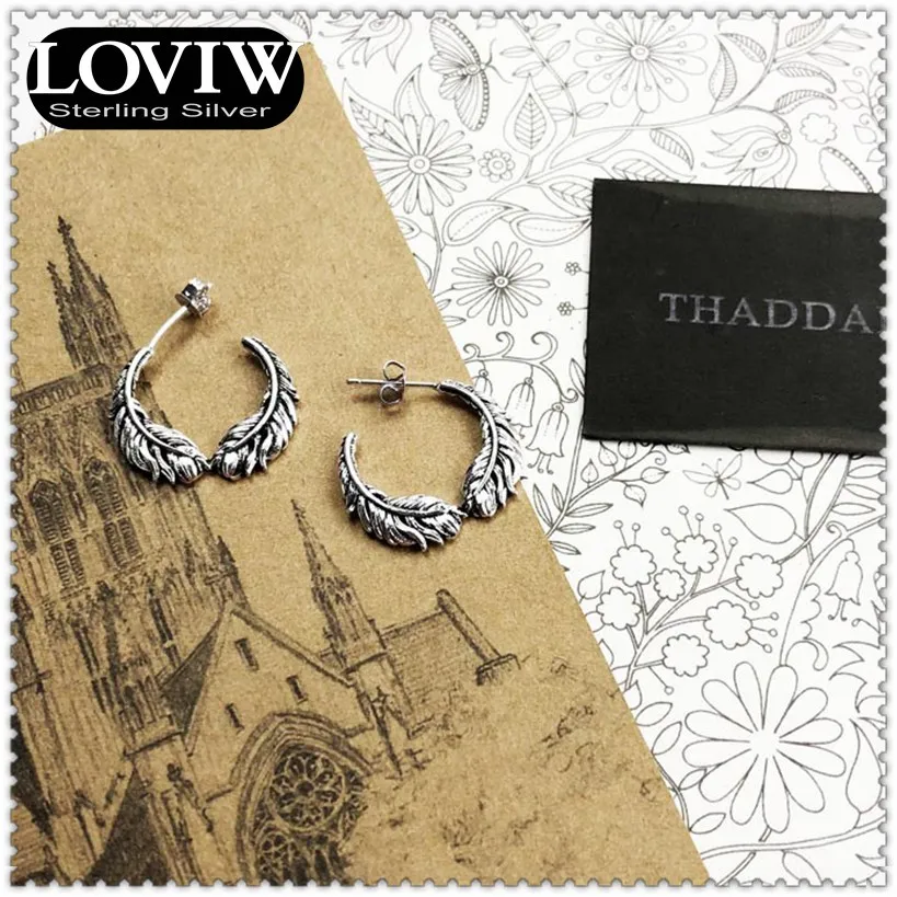 Stud Earrings Feathers Wings drop shipping European Style Fashion Romantic Jewerly For Women Gift 925 Sterling Silver Super Deal | Украшения