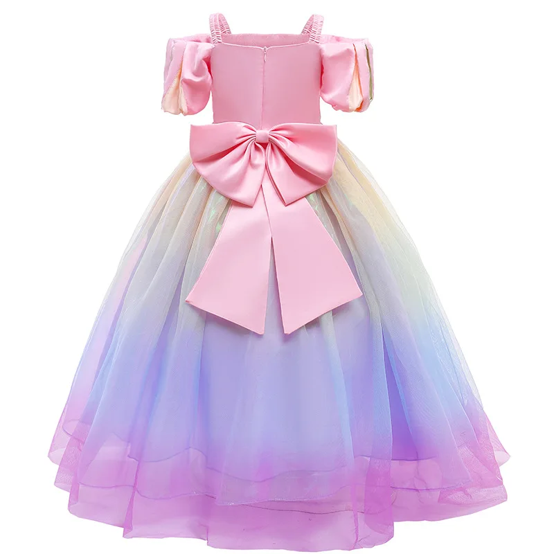 Vestido de ni&ntilde;a de flores, traje de fiesta de cumplea&ntilde;os, arco&iacute;ris, malla, Princesa, 3-10 a&ntilde;os, alta calidad, navidad-1