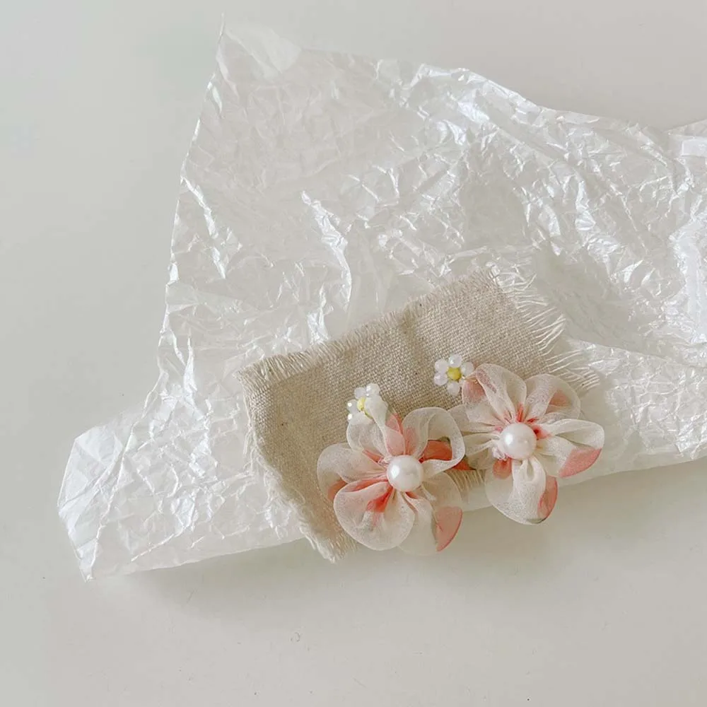 

Temperament Romantic Organza Flower Rhinestone Alloy Drop Earrings Fashion Jewelry Women Dangle Earrings