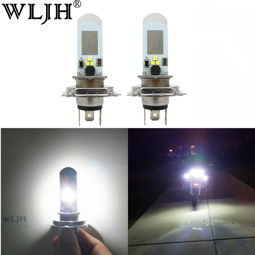 WLJH 2x LED H4 лампы для фар мотоцикла H/L скутера аксессуары грязи DRL Противотуманные