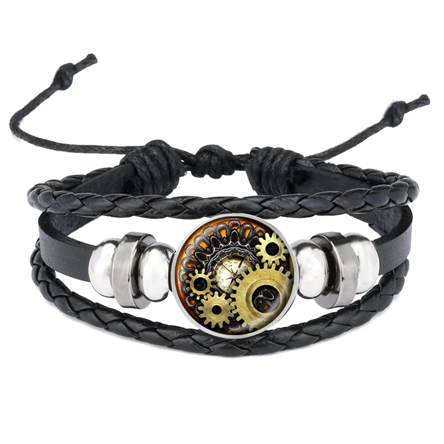 Стимпанк морские браслеты с компасом компас ветер Роза кожаный браслет со