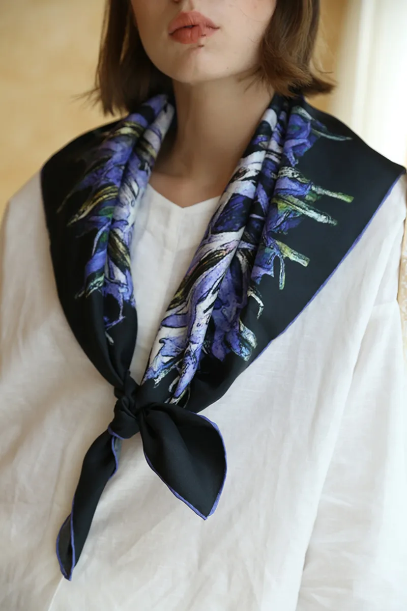 

88*88cm Ladies Floral Pattern Silk Scarf Mulberry Silk Twill Silk Scarf Square Scarf Shawl