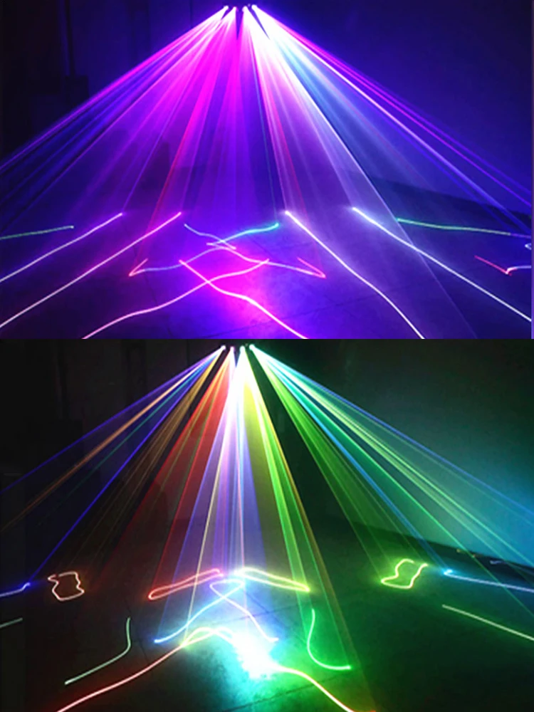 

Professional Four Heads Full Color Laser Light Sound Active RGB Effects DJ Disco Music Xmas Club Party Stage Laser Projector