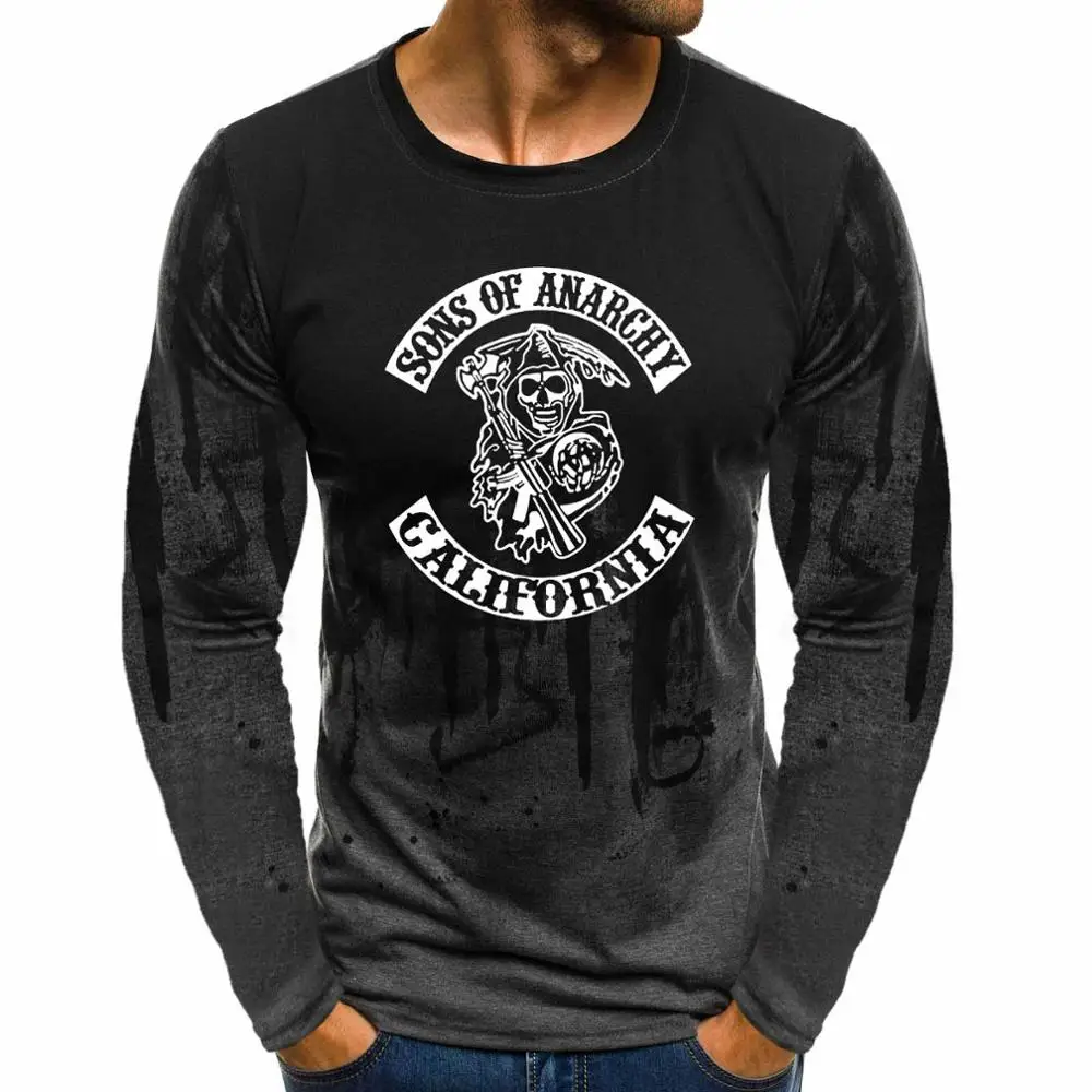 

SOA Sons of anarchy the child new Fashion Skull print Men's pullover Gradient Male Casual Sweatshirt pullover Fleece Men's tops