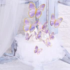 Искусственный цветок в форме бабочки, бумажный Топпер на торт, 10 шт.