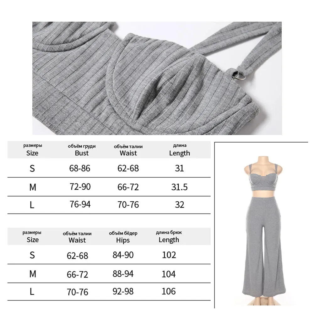 

Autumn winter new women's suspenders slim-fit small vest high waist wide-leg pants suit women Casual 2 Pieces Sets Streetwear