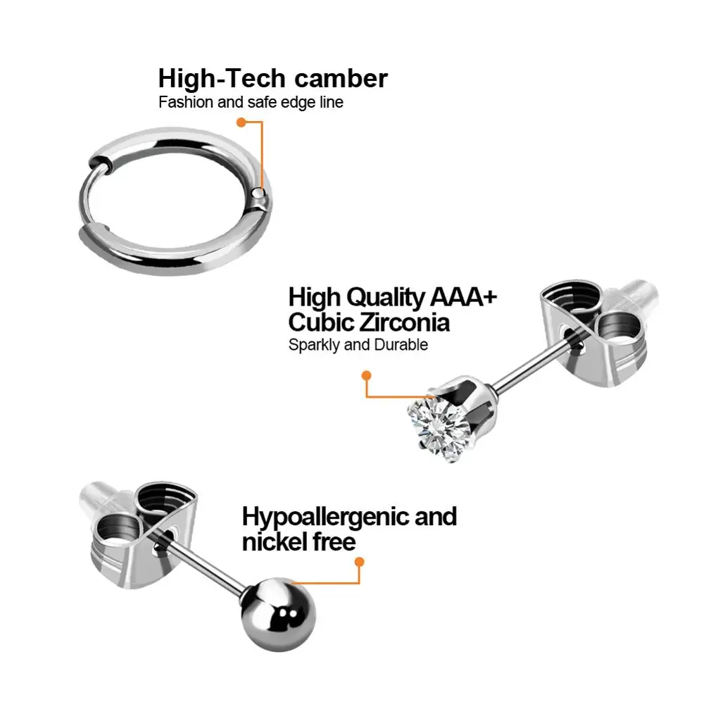 Серьги-гвоздики из нержавеющей стали с цирконом бабочкой | Украшения и