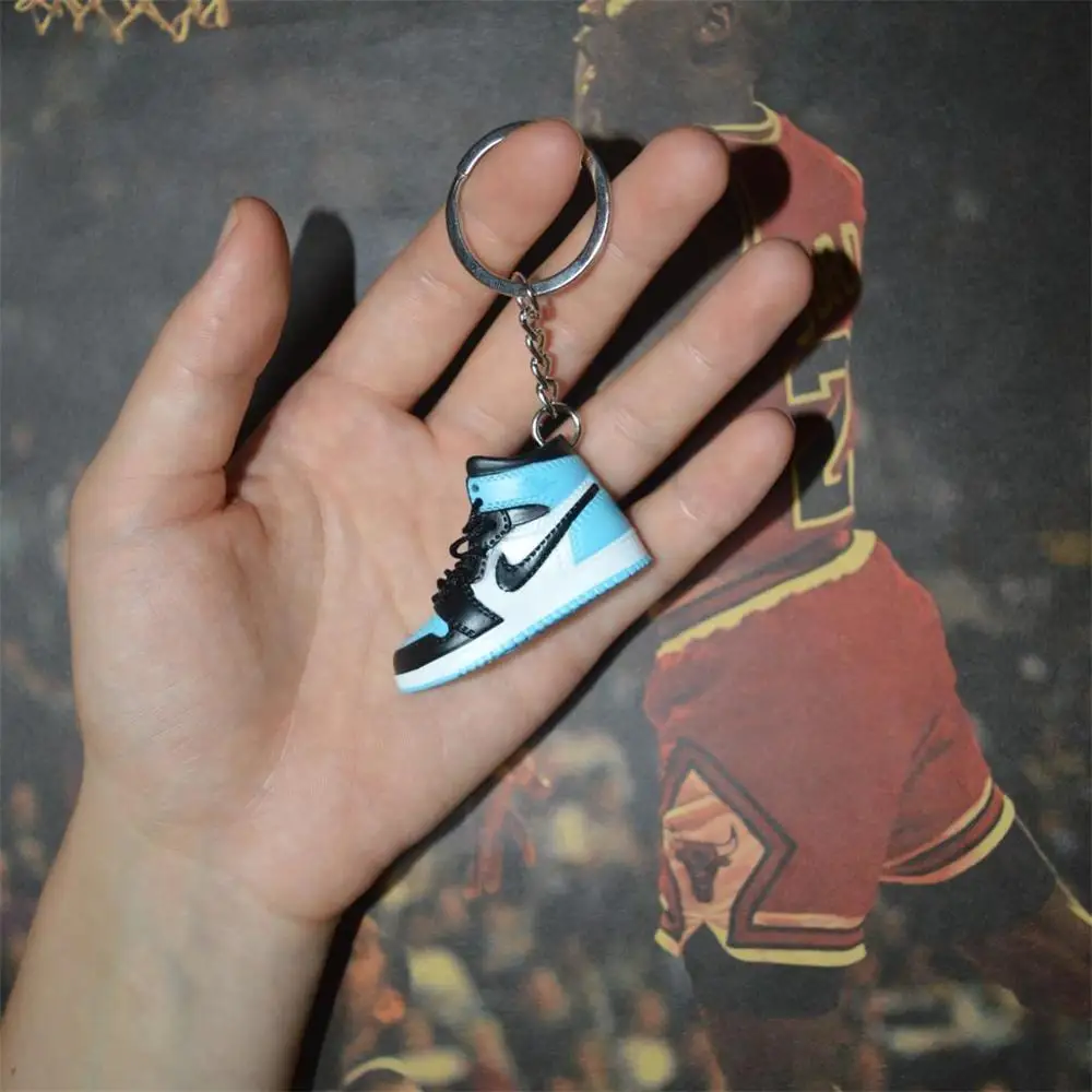 one shoe keychain Дропшиппинг aj1 offwhite Chicago Unc брелок в виде кроссовка Air Jordan 1 3D мини-кроссовки, закрытая спортивная обувь брелок в виде кроссовка s - Цвет: one shoe keychain