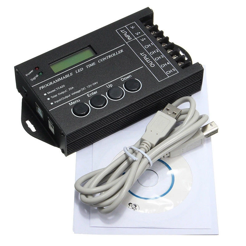 TC420 Время программируемый RGB светодиодный контроллер DC12V 24V 5 канал синхронизации