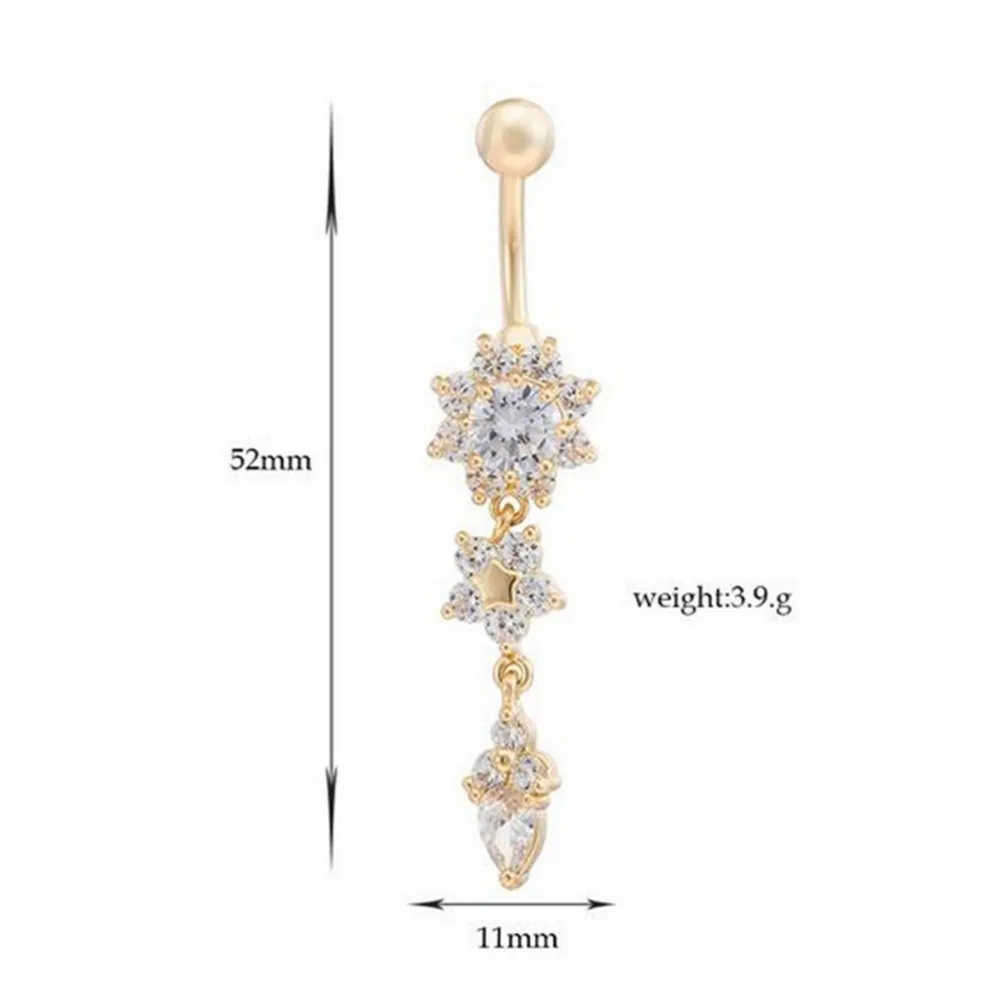 

Sexy Belly Bars Belly Button Rings Belly Piercing CZ Crystal Flower Body Jewelry Navel Piercing Rings Drop Shipping