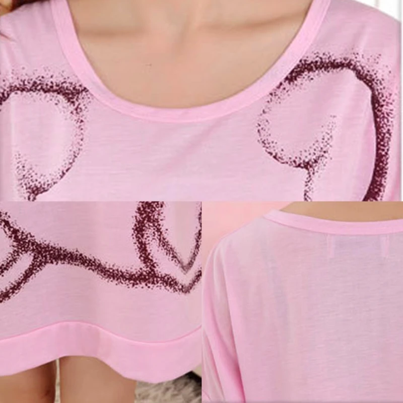 Новые летние женские ночные рубашки платье с коротким рукавом милая мультяшная