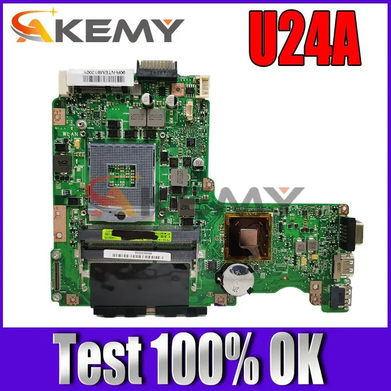 

Материнская плата U24E REV2.0 для ноутбука ASUS U24 P24E U24E U24A, материнская плата HM65 DDR3, 100% протестированная