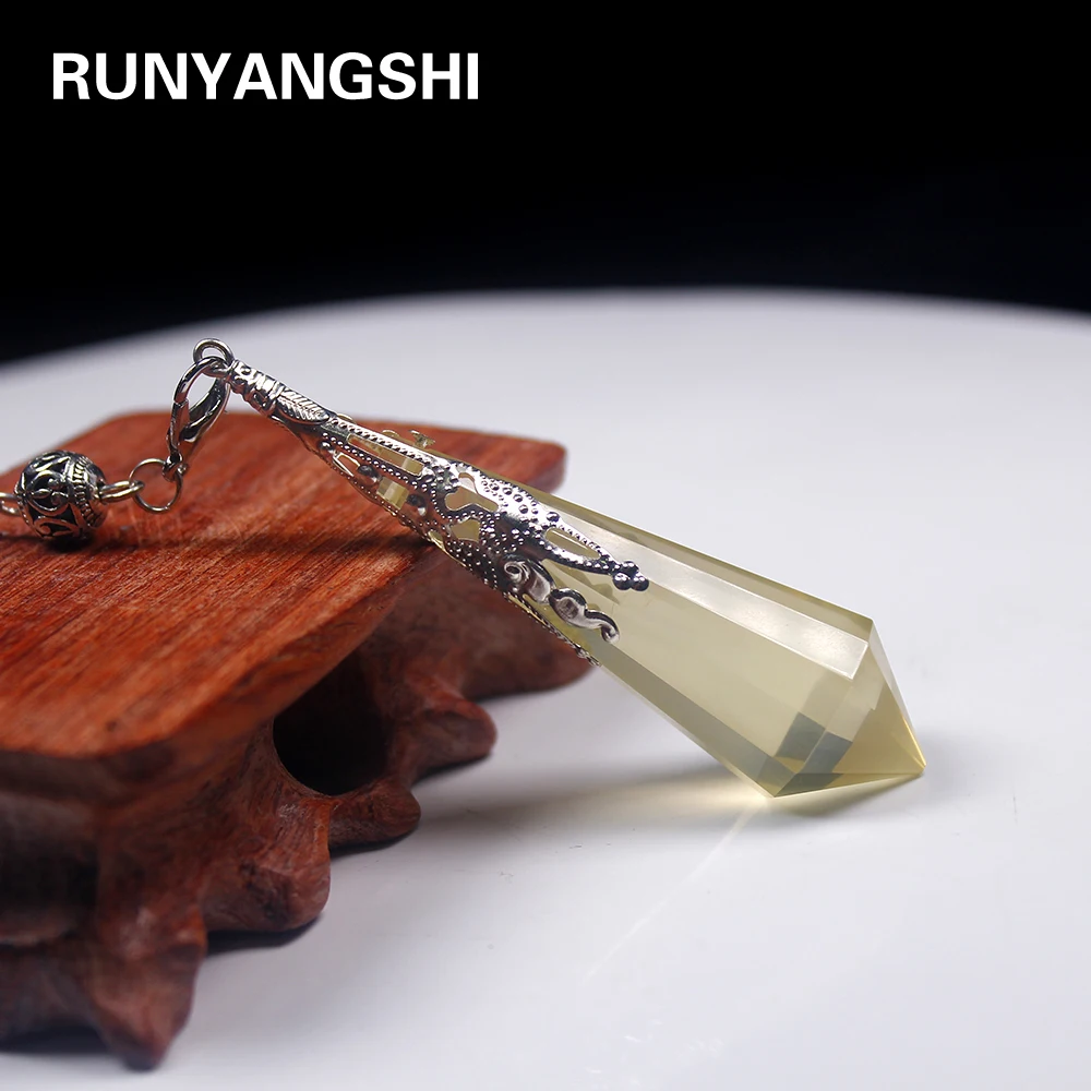 Runyangshi 1 шт. каменный из натурального цитрина маятник минеральные ювелирные