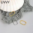 Женские Геометрические серьги-кольца LIVVY, простые металлические съемные серьги серебристого цвета, тренд 2021