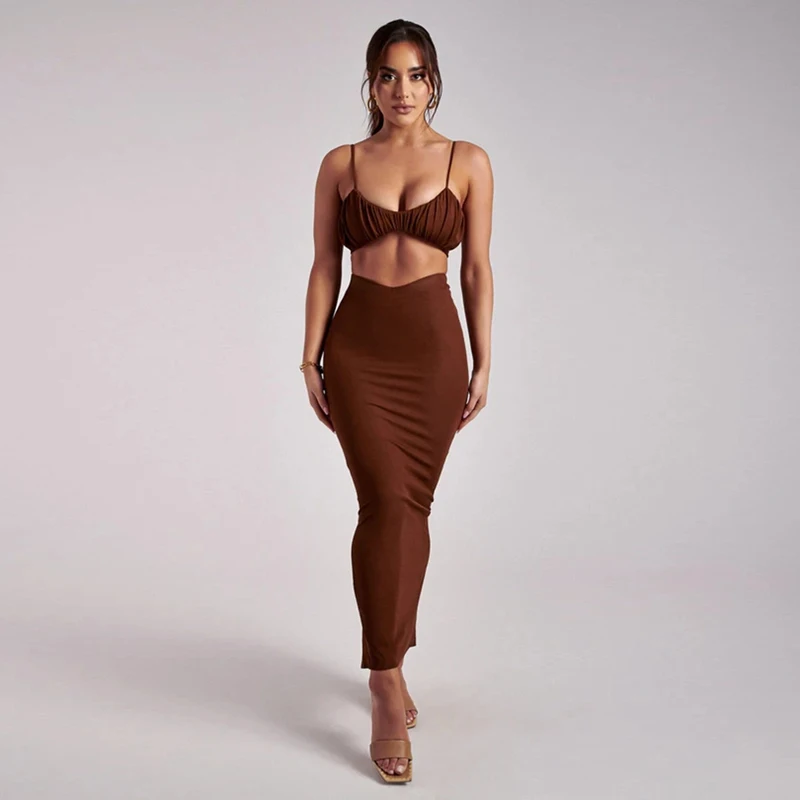 

Dress 2021 Women Summer Vintage Sundress Harajuku Plus Size Beach And Tunics Pure Color Sleeveless Korea Sling Vest Brown High