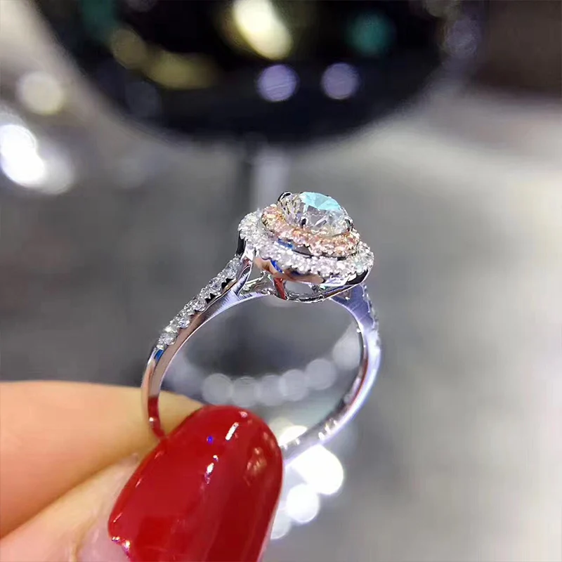 Роскошное розовое обручальное кольцо из серебра 925 пробы с кубическим цирконием