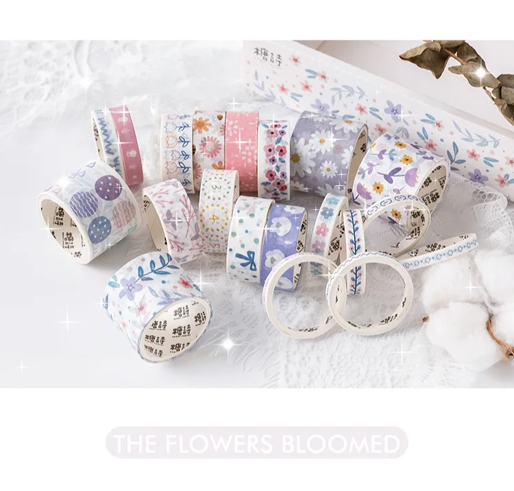 Магазин AngelHere набор декоративного скотча Васи 20 рулонов цветов Круглый