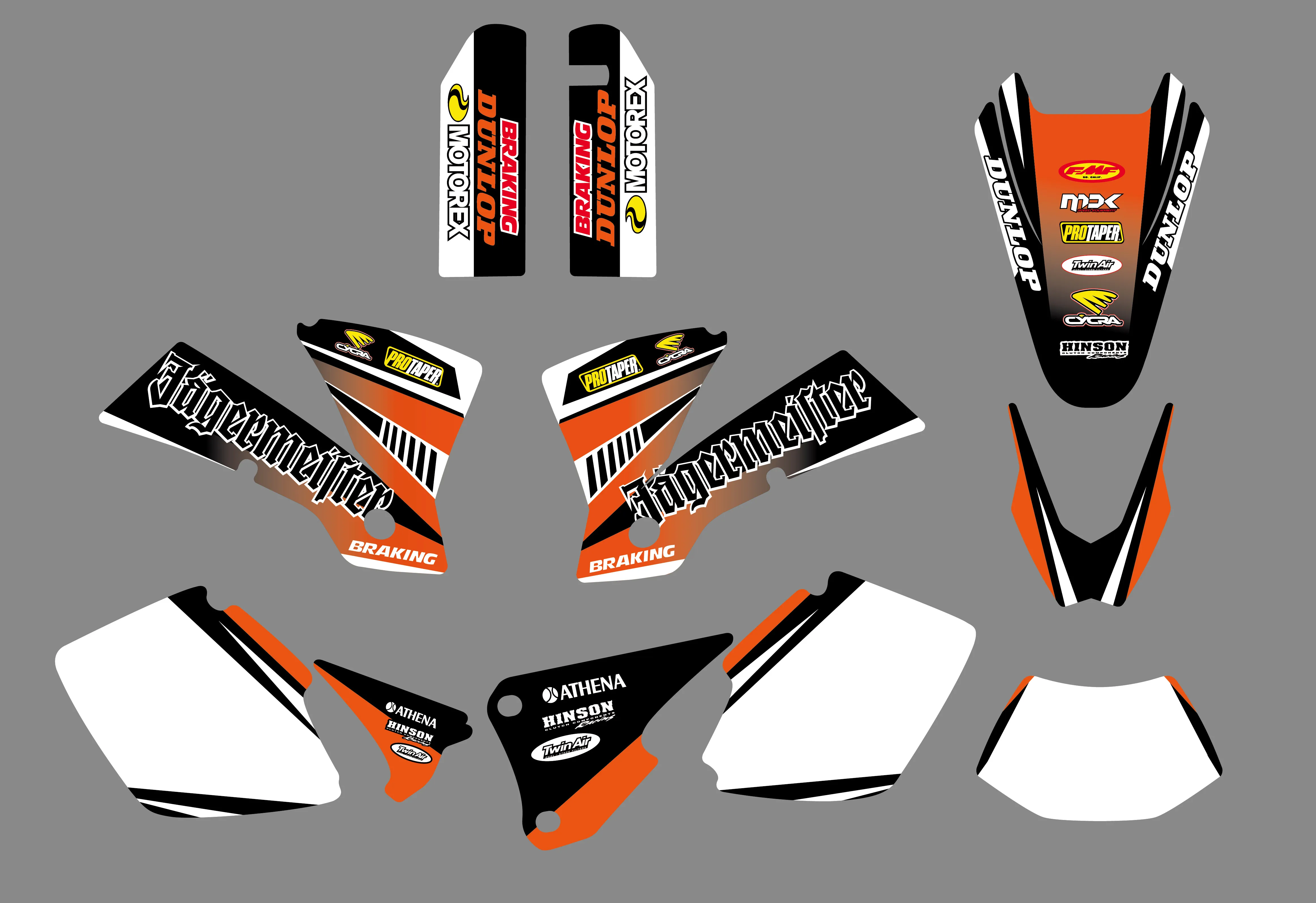 

Motorcycle For KTM EXC 125 200 250 300 400 450 525 EXC125 EXC200 EXC250 EXC300 2003 Full Sticker Decal Graphics Background