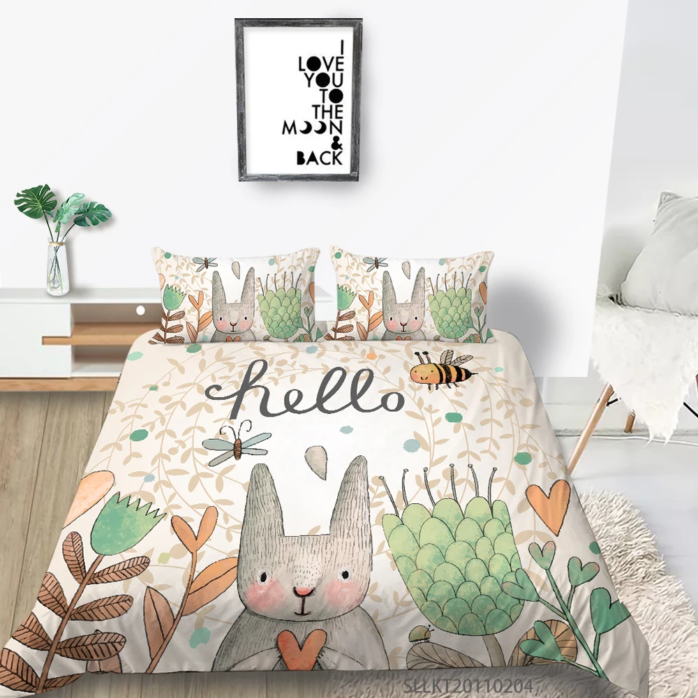 

Sunshine Cartoon Fox print Duvet Cover Set King Size Bedding Set Super Soft Breathable For Children Bedroom Decor Best Gift