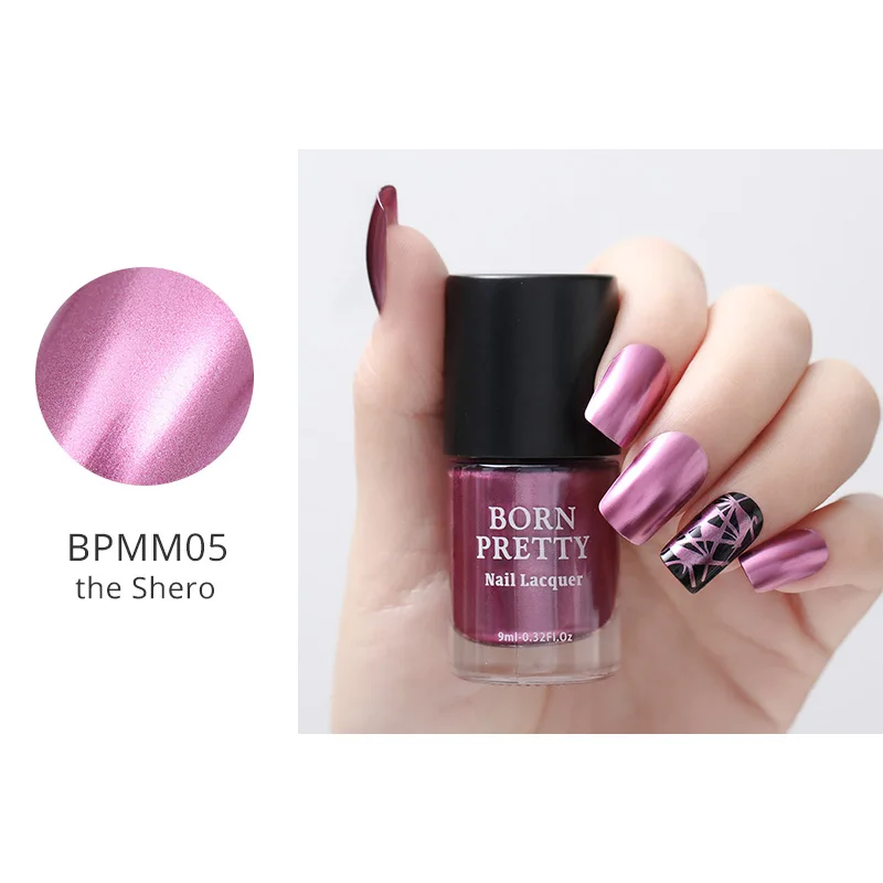 BORN PRETTY 9 мл металл с эффектом зеркала лак для ногтей фиолетовый розовый Золотой Серебряный хромированный лак для ногтей металлический дизайн ногтей - Цвет: BPMM05