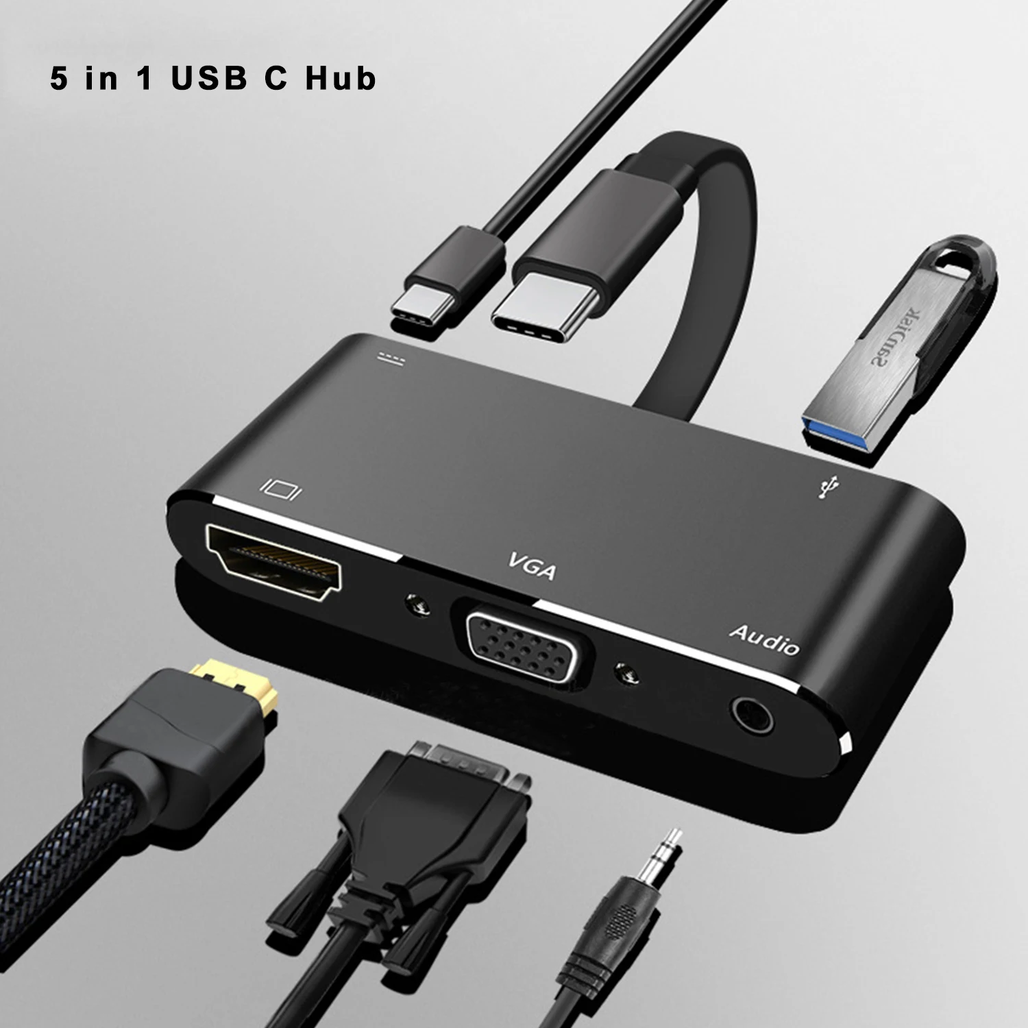 Конвертер 4k * 2k USB3.1 Type-C в PD + HDMI(4K)+ VGA аудио USB 3 0 для Macbook Pro iMac Chromebook Pixel Dell XPS |
