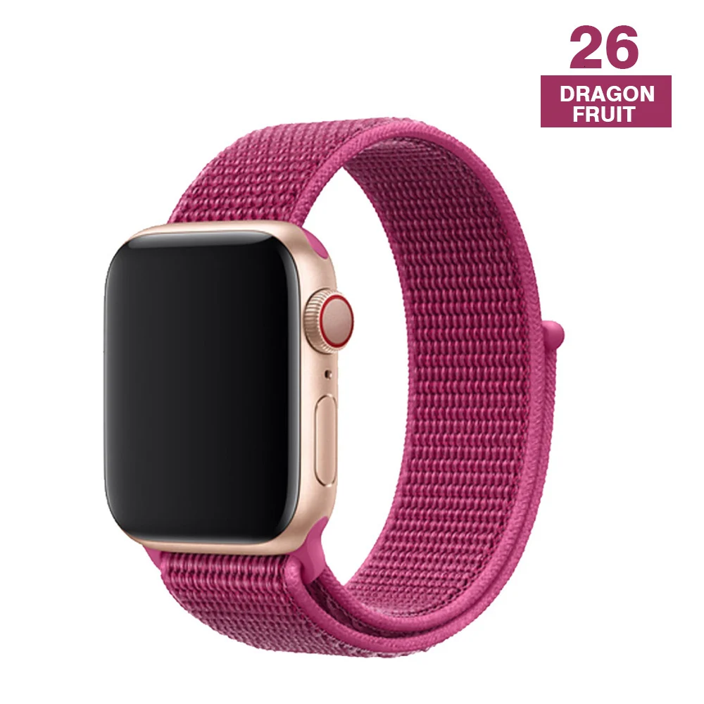 Спортивный ремешок для Apple Watch 42 мм 38 мм ремешок для часов 4 44 мм 40 мм Iwatch Серия 3 2 1 нейлоновый браслет дышащие аксессуары - Цвет ремешка: Dragon fruit