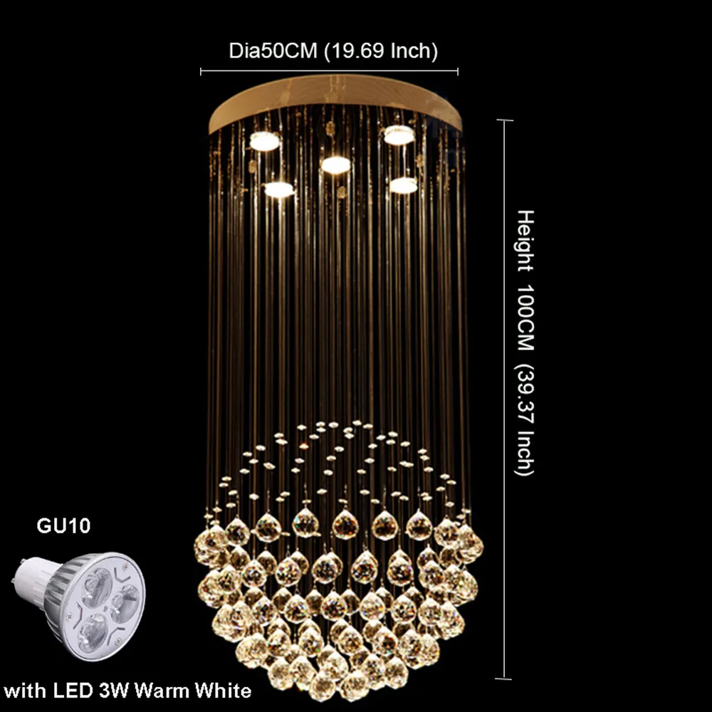 Круглая Люстра для гостиной спальни лестницы люстра Подвесная лампа K9 кристалл