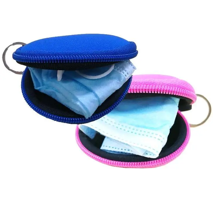 

Plain Color For Sublimation Waterproof Earbud Case/Bag Neoprene Zipped Coin Purse Face Cover Bag With Keyrings SN3409