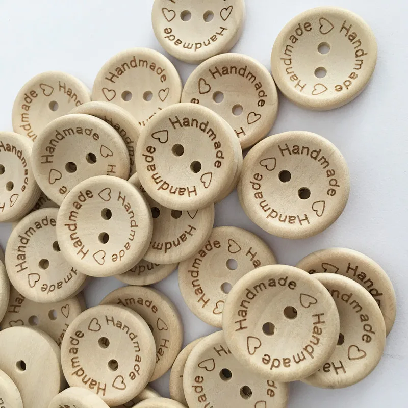 

New 15mm/20mm/25mm Natural Color Wooden Buttons Handmade Letter Love Scrapbooking for Wedding Decor Sewing Accessories