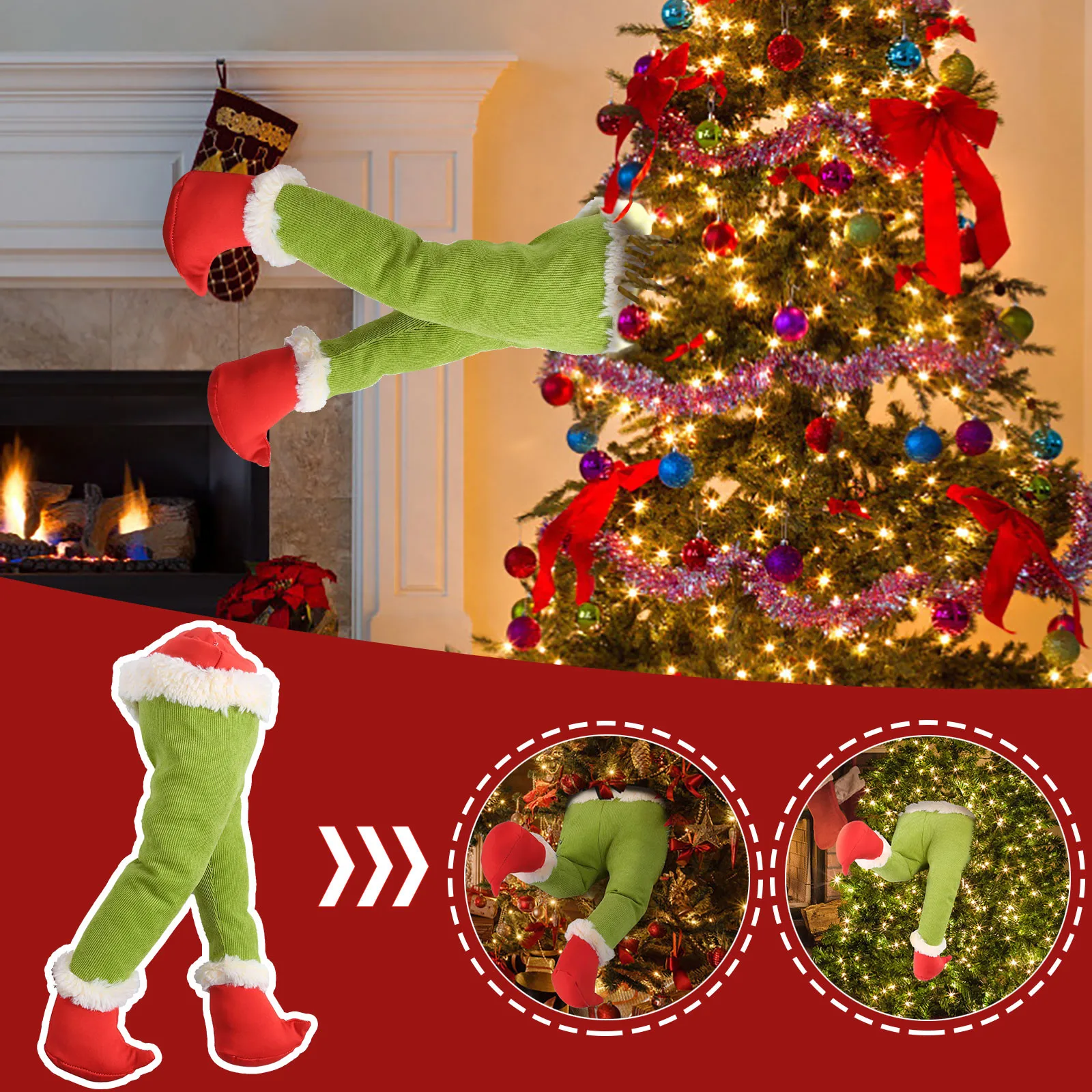 15.7In Plush Legs for Christmas Decorations Stuffed For Tree Home Ornament Table Decor Xmas Gift New Year | Дом и сад