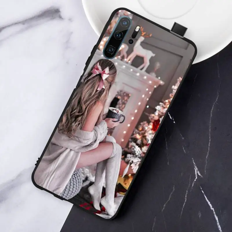 

Vogue fashion Christmas girl Anti-fall luxury Phone Case shell For Huawei honor Mate P 10 20 30 40 Pro 10i 9 10 20 8 x Lite