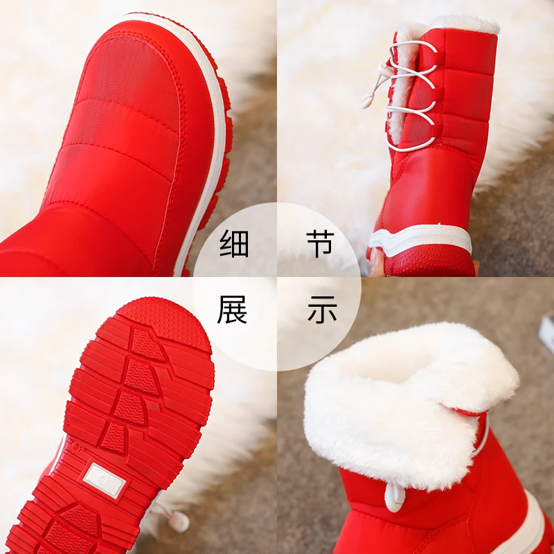 Girls Winter Boots Kid's Snow Boots For boy 2021 Cotton Girl‘s shoes 3-12 Boys Children Thickened Velvet  Non-slip Short Boots