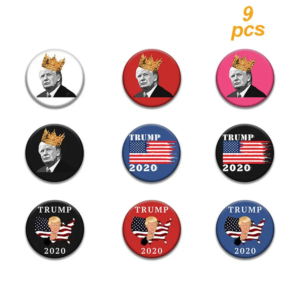 9PCS Trump Buttons Pins Donald Presidential Election Campaign Keep America Great Button Badge | Дом и сад