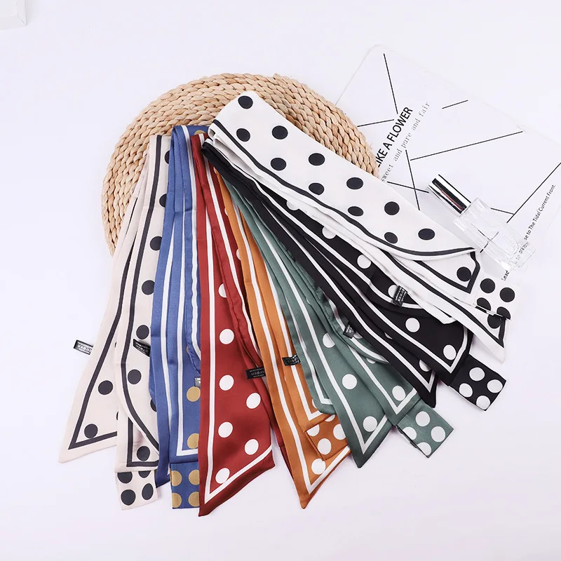 Шарф Шелковый женский двусторонний в горошек винтажный красный 2020 - купить по