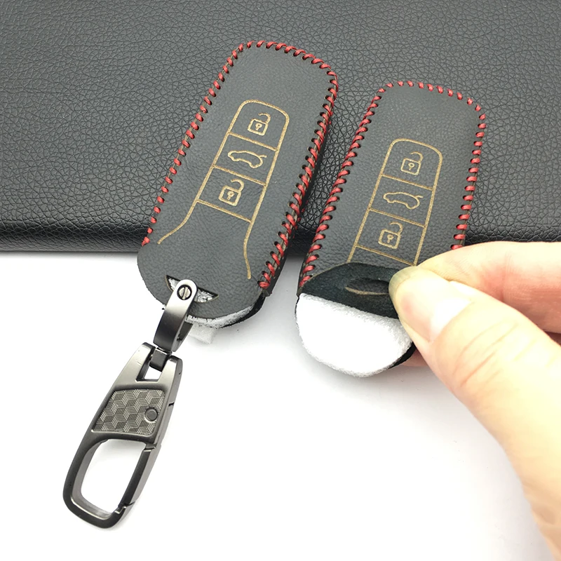 

1PC 100% Leather Car Key Case Shell Key Cover Protector Styling Car Accessories for Volkswagen Toua reg 2019