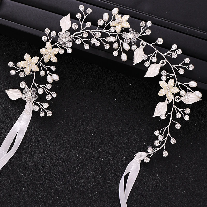 Wedding Silver color Flower Pearl Crystal Tiara Headband Bridal Headpiece Women Head Hair Jewelry Accessories | Украшения и