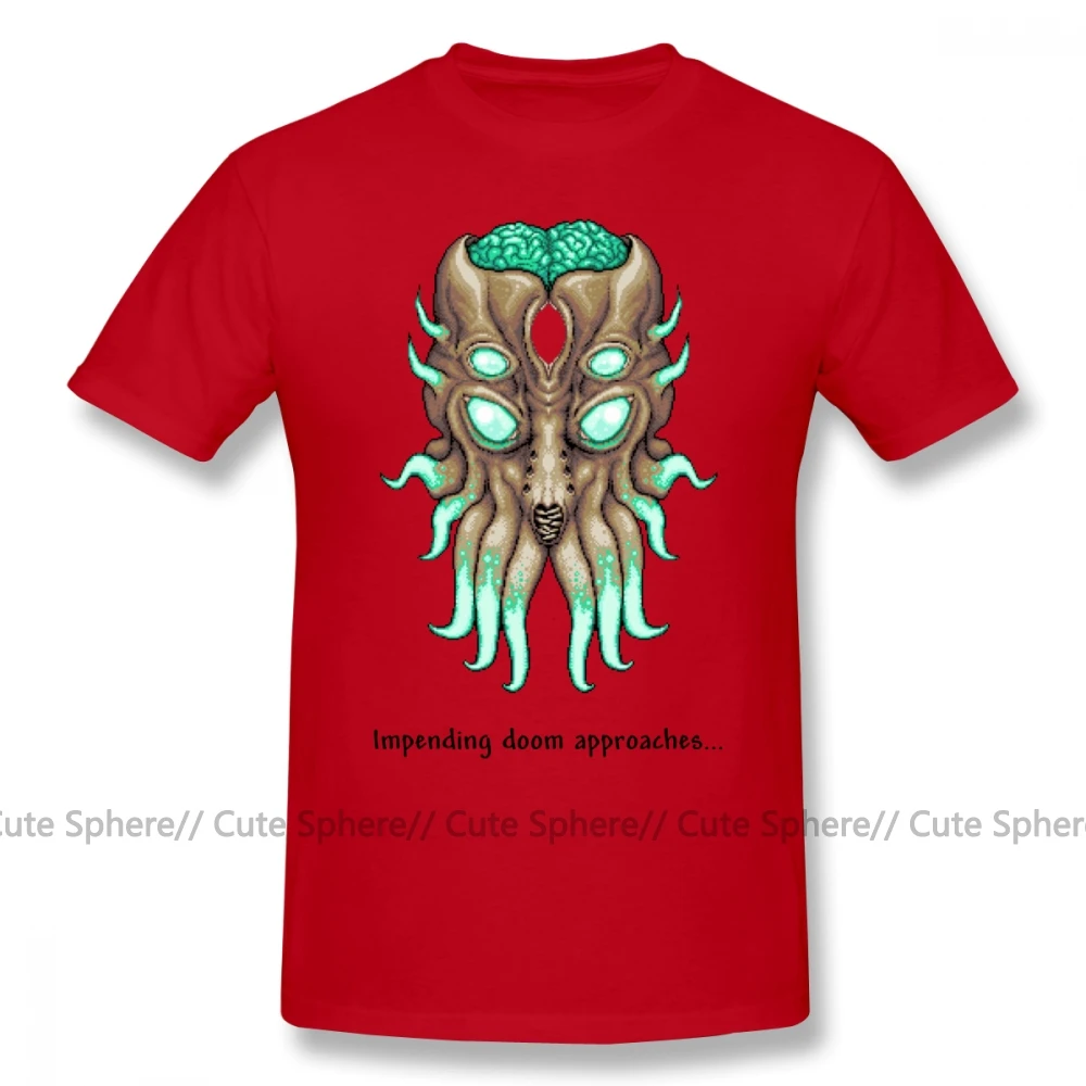 Футболка Terraria, футболка Terraria Moon Lord, короткие рукава уличная одежда, футболка, большая футболка из 100 хлопка, отличная графическая футболка - Цвет: Red